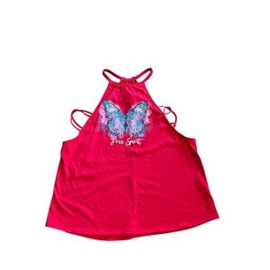 No Boundaries Red tank top with Butterfly, size Large